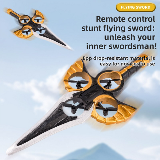 L36 Remote Control Flying Stunt Sword with 360Â° Flip & One-Key Takeoff - Fully Guarded Propellers and LED Night Lights for Safety & 4-Turbofan High Power Motor (2 Battery Included).