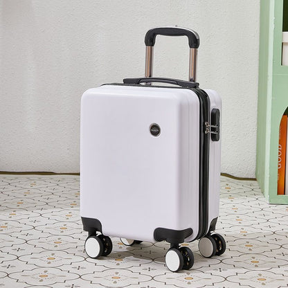 White 14 Inch Lightweight Carry-on Luggage for heights under 1.6m - Underseat & Overhead Cabin Hardside Suitcase