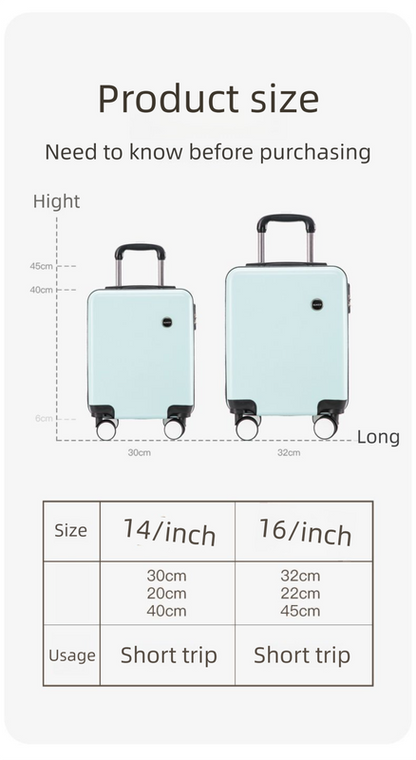 White 14 Inch Lightweight Carry-on Luggage for heights under 1.6m - Underseat & Overhead Cabin Hardside Suitcase with Cup Holder & Phone Stand