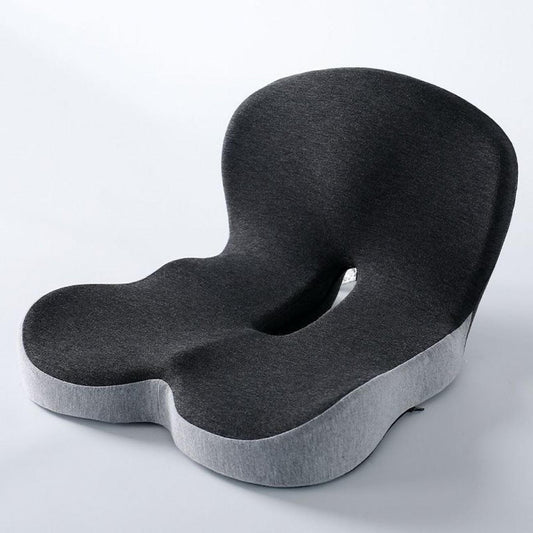 Black-Grey Ergonomic Memory Foam Seat Cushion & Lumbar Support(44x42x32CM) - Relieves Sciatica & Corrects Posture with Breathable Cover.