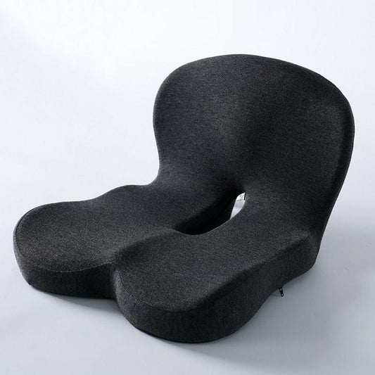 Black Ergonomic Memory Foam Seat Cushion & Lumbar Support(44x42x32CM) - Relieves Sciatica & Corrects Posture with Breathable Cover.