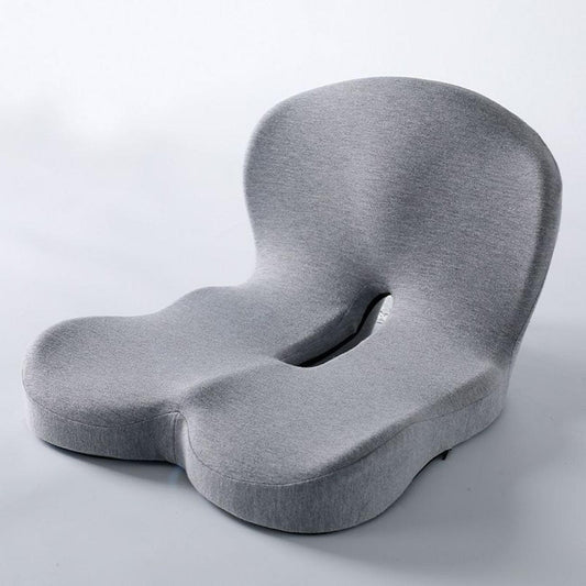 Grey Ergonomic Memory Foam Seat Cushion & Lumbar Support(44x42x32CM) - Relieves Sciatica & Corrects Posture with Breathable Cover.