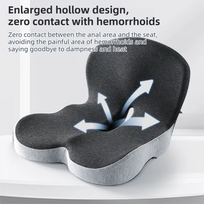 Grey Ergonomic Memory Foam Seat Cushion & Lumbar Support(44x42x32CM) - Relieves Sciatica & Corrects Posture with Breathable Cover.