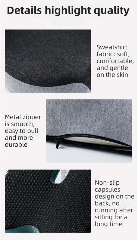 Grey Ergonomic Memory Foam Seat Cushion & Lumbar Support(44x42x32CM) - Relieves Sciatica & Corrects Posture with Breathable Cover.