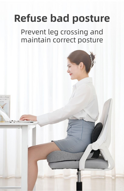 Grey Ergonomic Memory Foam Seat Cushion & Lumbar Support(44x42x32CM) - Relieves Sciatica & Corrects Posture with Breathable Cover.