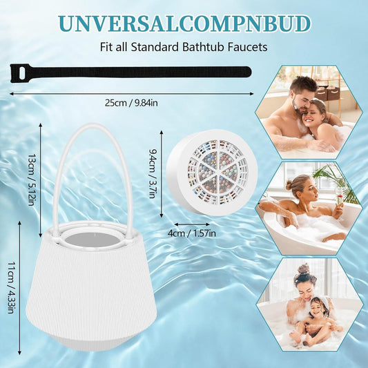 Black Hanging Bathtub Water Purifier with 8-15 Stage Ceramic Filter Core - Removes Chlorine, Scale & Heavy Metals, Easy Installation.
