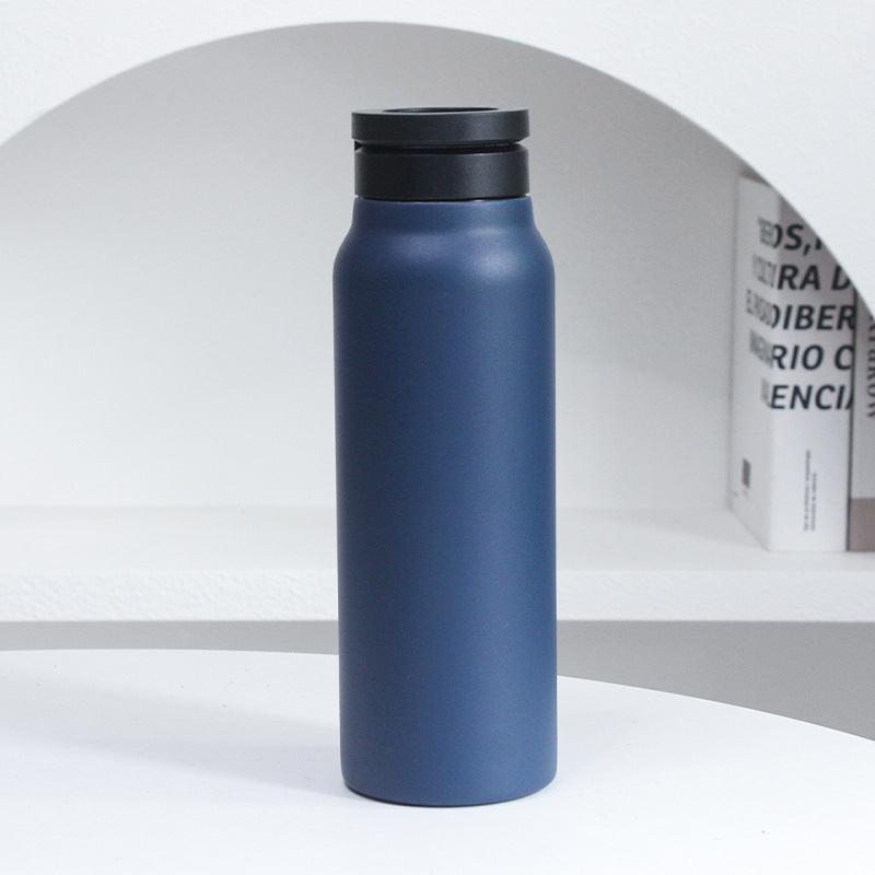 Dark Blue 24oz Stainless Steel Insulated Water Bottle With 90Â° Adjustable Vertical/Horizontal Magnetic Phone Holder - Ringo Style Magnetic Lid Sport Flask.