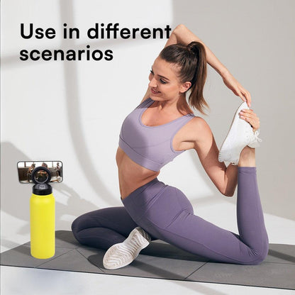 Dark Blue 24oz Stainless Steel Insulated Water Bottle With 90Â° Adjustable Vertical/Horizontal Magnetic Phone Holder - Ringo Style Magnetic Lid Sport Flask.