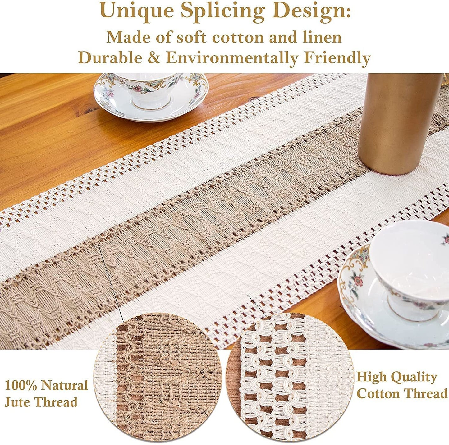 White-Grey Bohemian Woven Table Runner with Tassels(30X183CM) - Wrinkle-Resistant Striped Table Scarf for Wedding, Holiday & Outdoor Party