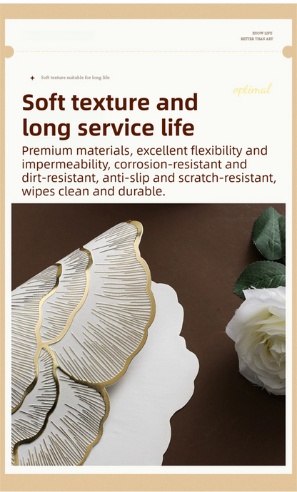 4-Pack Sliver Luxury Bronzing Floral Heat-Insulated Placemats - Peony Style Anti-Slip & Waterproof PVC Table Mats(38x38CM)