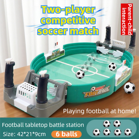 2-Player Large Interactive Tabletop Football Battle Toy for Kids & Adults with 6 Mini Soccer Balls(42x21x9CM) - No Battery Required.
