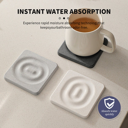 6-Pack Grey Instant Dry Diatomite Round Coaster Tray(10x10CM) - Ultra-Absorbent Bathroom Sink Caddy & Cup Mat