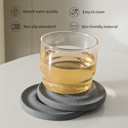 6-Pack Grey Instant Dry Diatomite Round Coaster Tray(10x10CM) - Ultra-Absorbent Bathroom Sink Caddy & Cup Mat