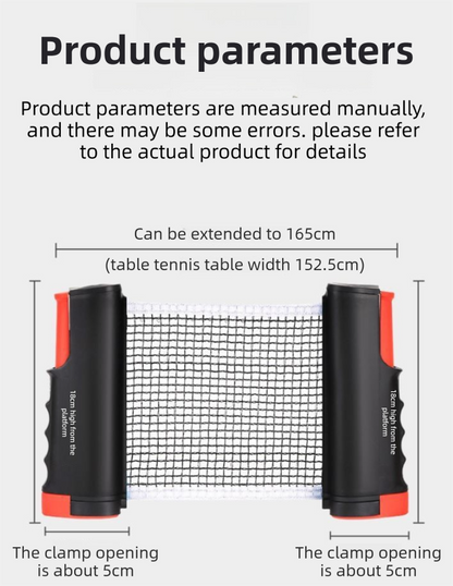 Blue Portable Table Tennis Set with 2 Paddles, 3 Balls and Carry Bag - 165cm Retractable Ping Pong Net & Post - Indoor/Outdoor Professional Training Kit