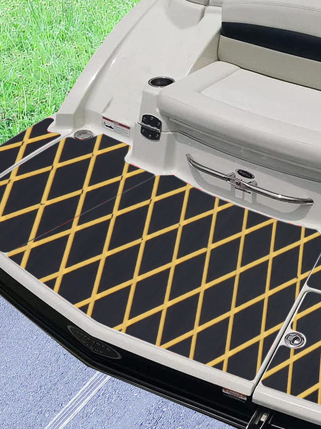 UV Resistant & Waterproof EVA Foam Boat Decking Mat(2400x450x6MM) - Black & Yellow Diamond Marine Grade Non-Slip Flooring with 3M Self-Adhesive. Hover Image