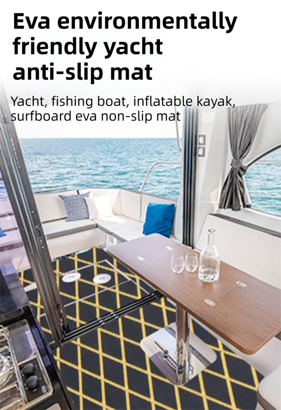 UV Resistant & Waterproof EVA Foam Boat Decking Mat(2400x450x6MM) - Black & Yellow Diamond Marine Grade Non-Slip Flooring with 3M Self-Adhesive Main Image