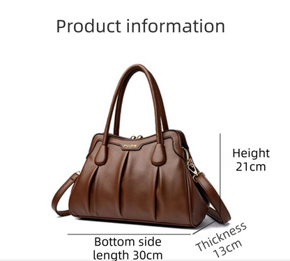 White Women's Premium Wear-Resistant Leather Shoulder Bag - Vintage Frame Kiss-Lock Handbag & Crossbody Satchel