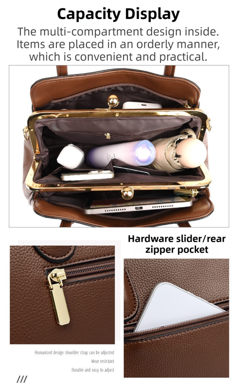 White Women's Premium Wear-Resistant Leather Shoulder Bag - Vintage Frame Kiss-Lock Handbag & Crossbody Satchel