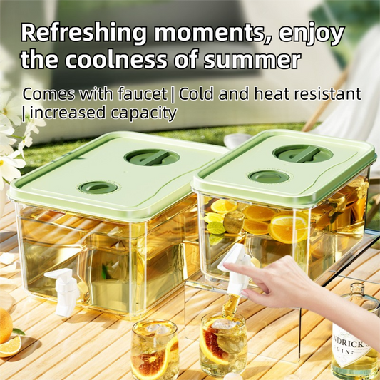 3L Compact Fridge-Ready Cold Drink Dispenser with Spigot, Timer and Infuser Filter - Food-Grade PP & Heat Resistant Fruit Tea Tank.