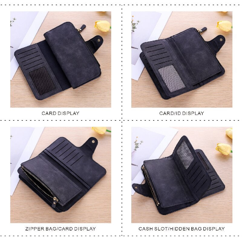 Blue Large Capacity Long Wallet Frosted PU Leather Clutch Bag with 14 Card Slots and Zipper Compartment fits Smartphone for Everyday Use Australia