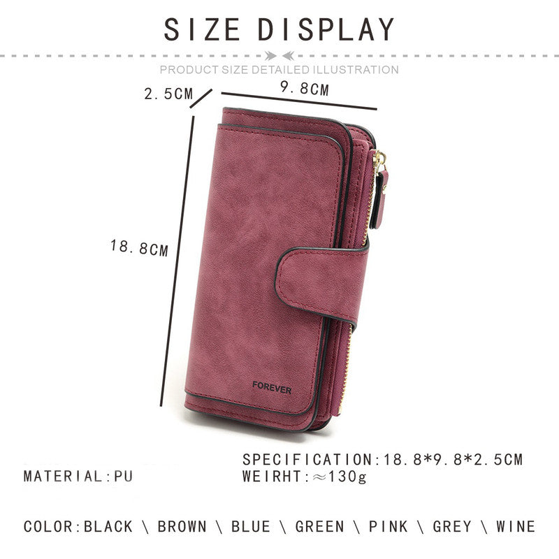 Blue Large Capacity Long Wallet Frosted PU Leather Clutch Bag with 14 Card Slots and Zipper Compartment fits Smartphone for Everyday Use Australia