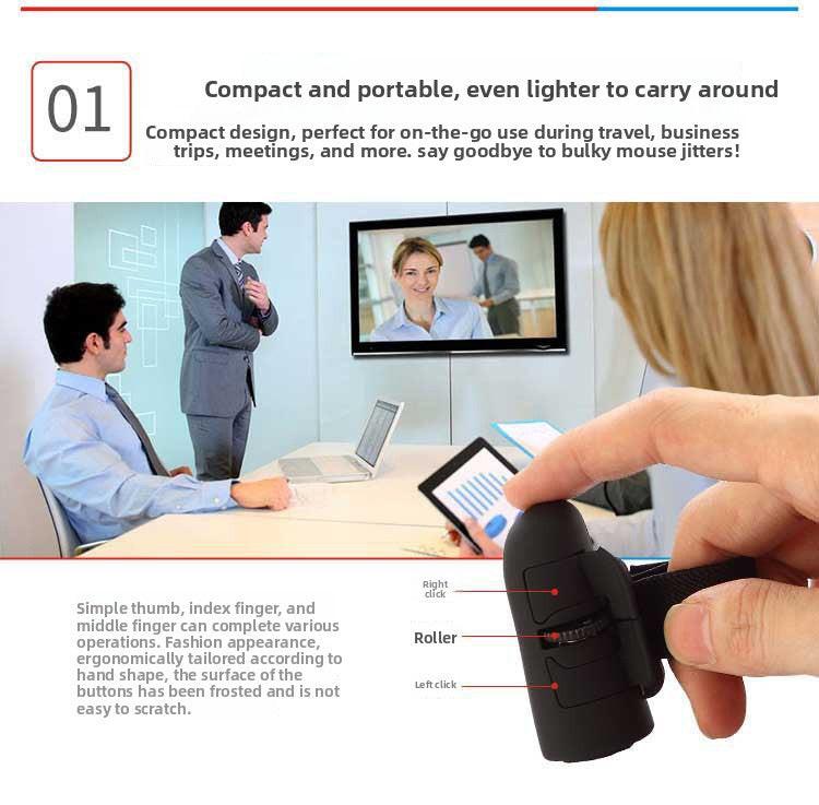 Black Wireless Finger Mouse Rechargeable 2.4G Ring Mouse for Laptop Tablet Smartphone Ergonomic Mini Mouse for Mobile Office and Travel Australian Lifestyle.