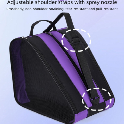Black 3-Compartment Roller Skate Bag Breathable Mesh Ice Skate Carrier with Adjustable Shoulder Strap for Kids and Adults Australian Sports Accessories