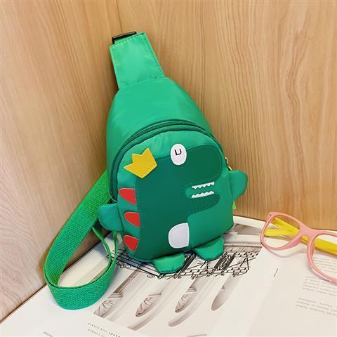 Green Kids Cartoon Dinosaur Chest Bag Cute Lightweight Nylon Crossbody Shoulder Pack for Toddlers Outings and Travel New Arrival Gift.