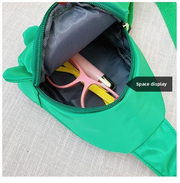 Green Kids Cartoon Dinosaur Chest Bag Cute Lightweight Nylon Crossbody Shoulder Pack for Toddlers Outings and Travel New Arrival Gift.