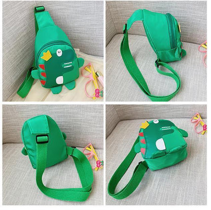 Yellow Kids Cartoon Dinosaur Chest Bag Cute Lightweight Nylon Crossbody Shoulder Pack for Toddlers Outings and Travel New Arrival Gift.
