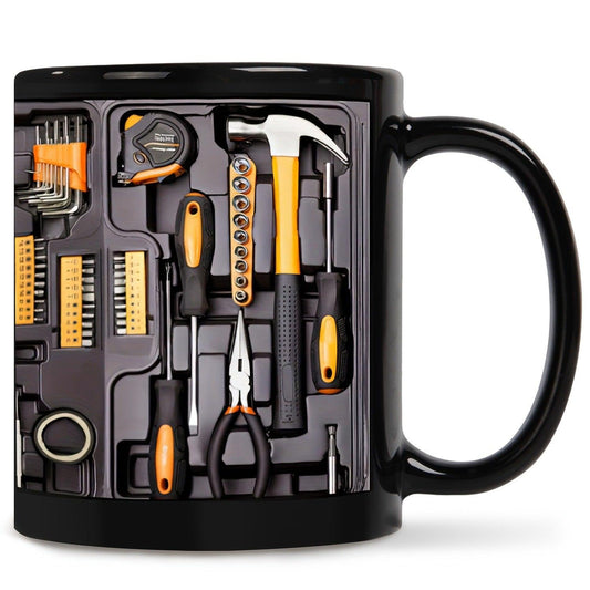 Creative 3D Toolbox Ceramic Mug 11oz Mechanic Tools Print Coffee Cup for DIY Enthusiasts and Handy Dads Australian Home and Office Gift.