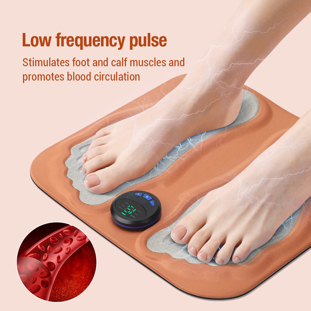 Smart EMS Foot Massager Mat – Low Frequency Pulse Therapy with 6 Modes and 15 Intensity Levels for Relaxation, Fatigue Relief, and Improved Circulation (USB Rechargeable)