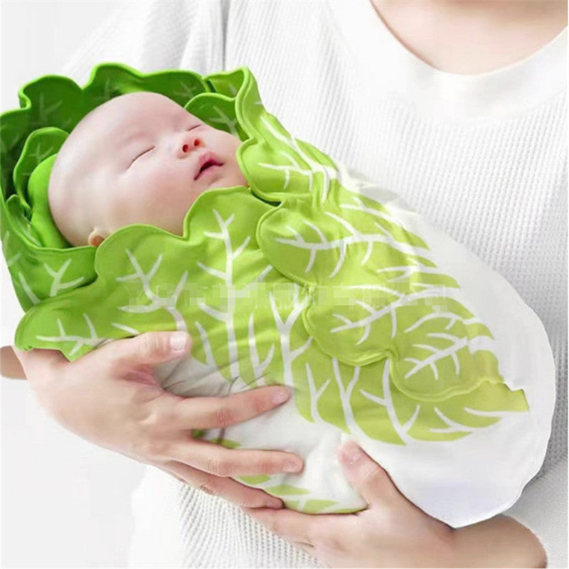 Cute Cabbage-Shaped Fleece Blanket – Fun and Cozy Throw for Naps, Office Use, Air Conditioning, or Baby Swaddling (Green & White)(150cm*150cm)