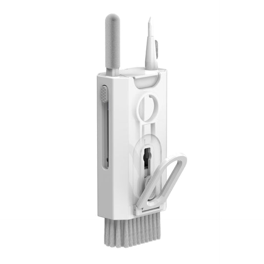 White Q8 8-in-1 Multi-Function Cleaning Kit â Compact Keyboard, Phone, and Earphone Cleaner with Built-In Tools (No Cleaning Liquid Included).
