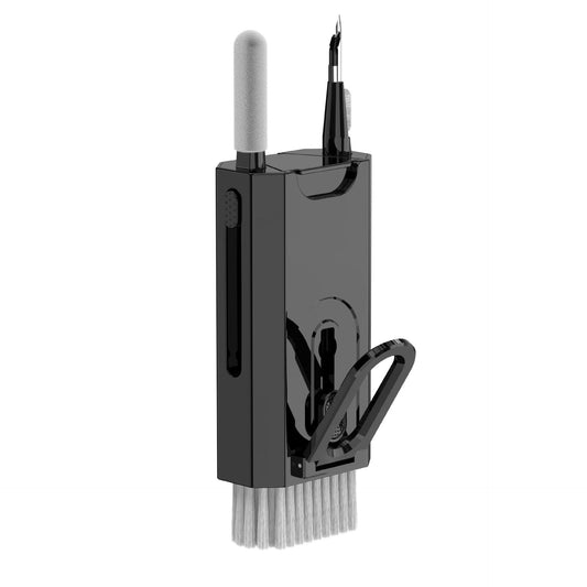 Black Q8 8-in-1 Multi-Function Cleaning Kit â Compact Keyboard, Phone, and Earphone Cleaner with Built-In Tools (No Cleaning Liquid Included).