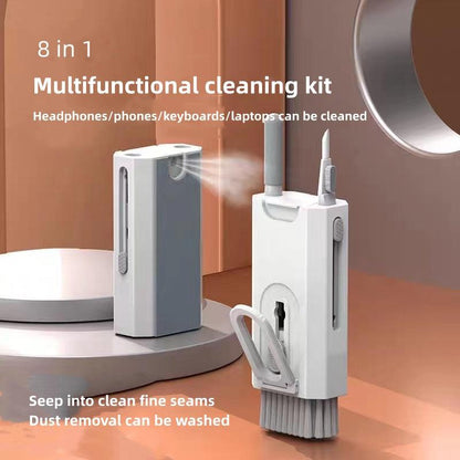 Pink Q8 8-in-1 Multi-Function Cleaning Kit â Compact Keyboard, Phone, and Earphone Cleaner with Built-In Tools (No Cleaning Liquid Included).