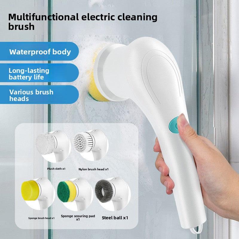 Electric Cleaning Brush with 5 Replaceable Heads â Waterproof, Rechargeable Kitchen Scrubber for Dishes, Surfaces & Deep Cleaning.