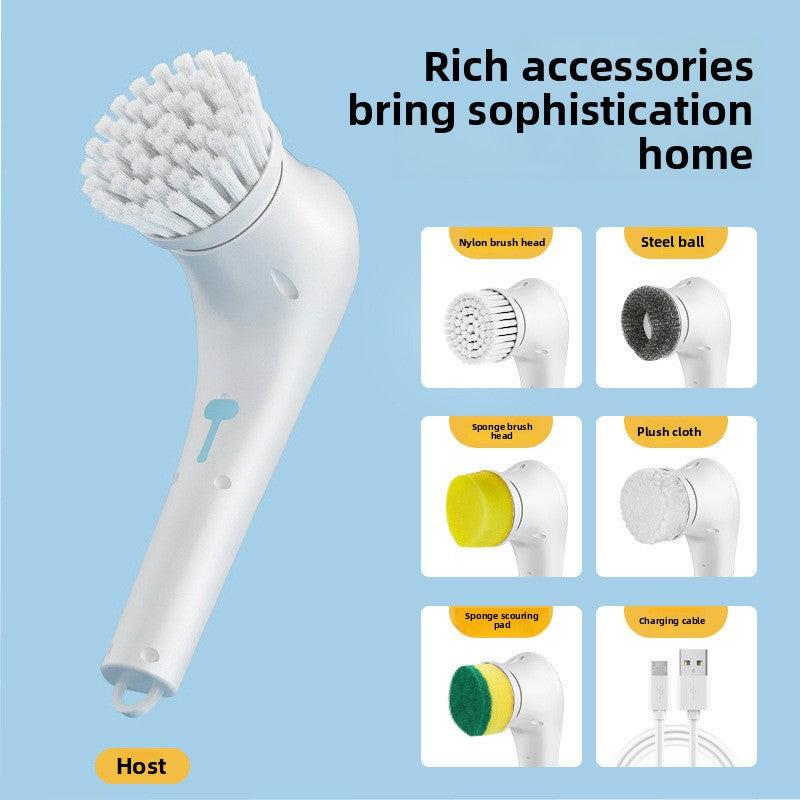 Electric Cleaning Brush with 5 Replaceable Heads â Waterproof, Rechargeable Kitchen Scrubber for Dishes, Surfaces & Deep Cleaning.