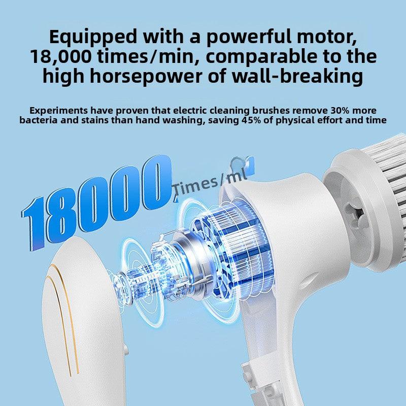 Electric Cleaning Brush with 5 Replaceable Heads â Waterproof, Rechargeable Kitchen Scrubber for Dishes, Surfaces & Deep Cleaning.