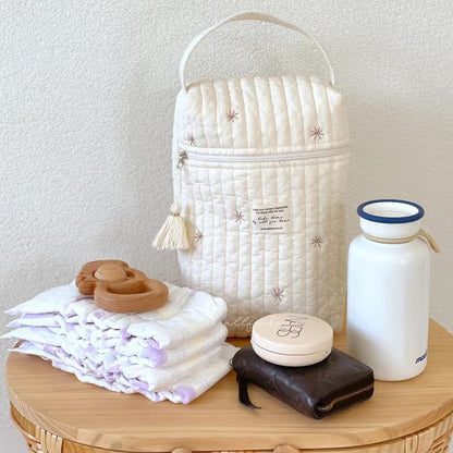 Pinecone Quilted Nappy Storage Bag Portable Diaper Organizer Mommy Travel Pouch with Zipper 28x18x6cm for Australian Families and Stroller Use