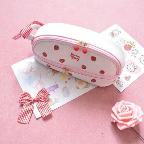 Pink Large Capacity Double Layer Pencil Case Waterproof PU Leather Stationery Organizer for Australian Students and Office Use High Capacity Makeup Bag.