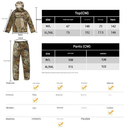 Legendary Ancient Tree Camouflage 2.0 Camouflage Mosquito Repellent Suit Ultra-Fine Mesh Hooded Ghillie Suit for Outdoor Hunting Camping Fishing and Beekeeping(XL/XXL)