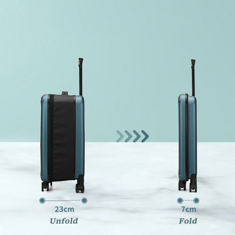 Blue 20 Inch Foldable Carry-on Suitcase Ultra Lightweight 2.1kg Hard Shell Luggage with 360 Spinner Wheels and Combination Lock for Australian Travel