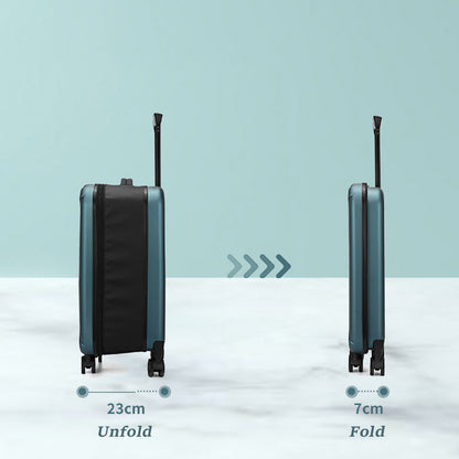 Blue 20 Inch Foldable Carry-on Suitcase Ultra Lightweight 2.1kg Hard Shell Luggage with 360 Spinner Wheels and Combination Lock for Australian Travel