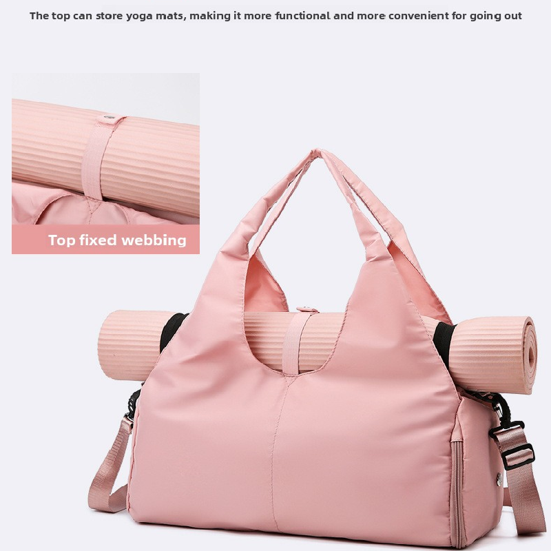 Pink Women Large Capacity Yoga Gym Bag with Shoe Compartment and Mat Strap Water Resistant Travel Duffel Lightweight Tote for Fitness and Weekend Trips
