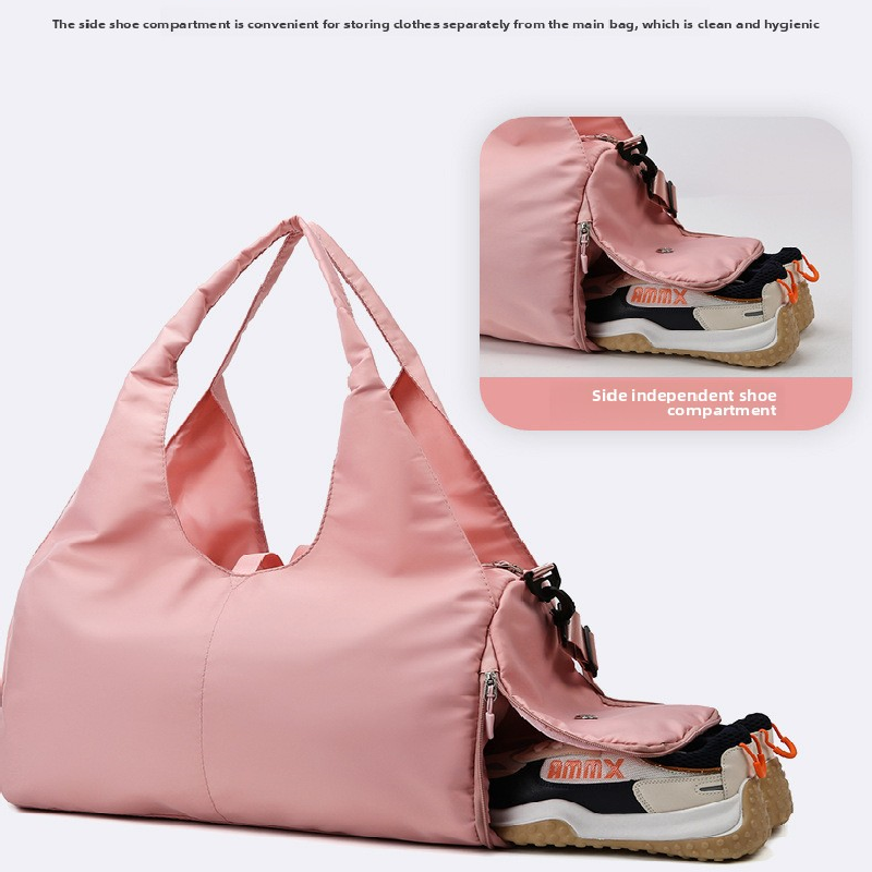 Pink Women Large Capacity Yoga Gym Bag with Shoe Compartment and Mat Strap Water Resistant Travel Duffel Lightweight Tote for Fitness and Weekend Trips