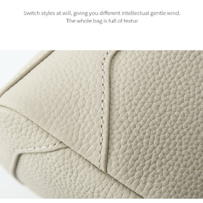 Grey Women Genuine First Layer Cowhide Boston Bag Fashionable Handheld Crossbody Shoulder Bag with 115cm Adjustable Strap