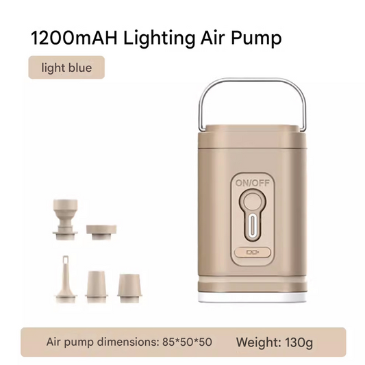 Mini 3-in-1 Portable Camping Air Pump and Lantern 1200mAh Rechargeable Electric Pump with 5 Nozzles for Australian Outdoor Camping and Hiking.