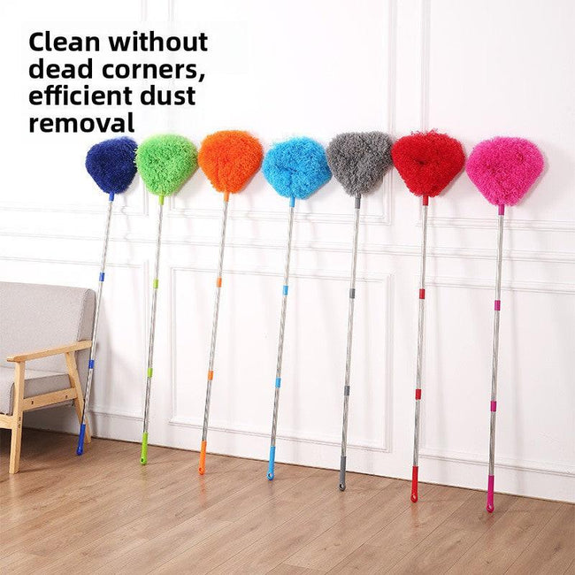 Rose Red Long Handle Ceiling Fan Duster with Hollow Microfiber Head and Extendable Stainless Steel Pole for High Reach Home Cleaning Efficiency Main Image