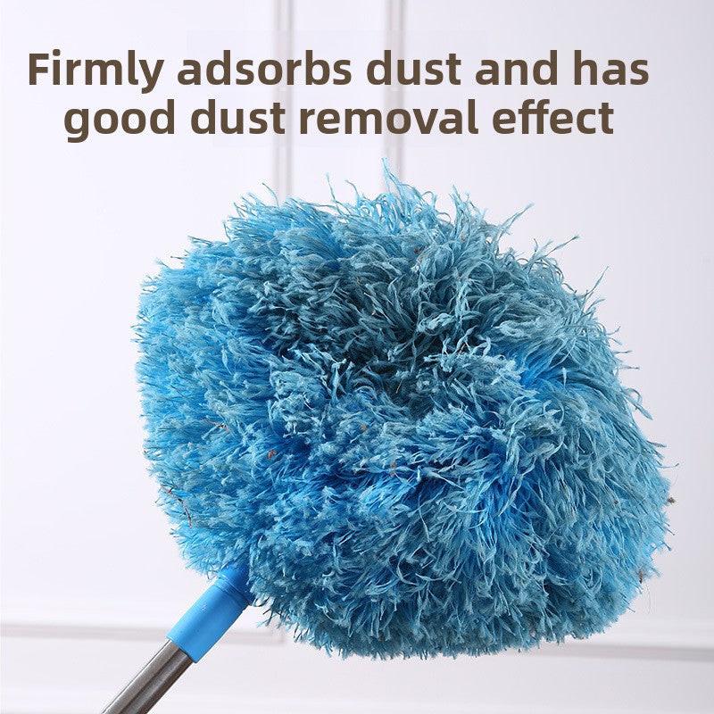 Orange Long Handle Ceiling Fan Duster with Hollow Microfiber Head and Extendable Stainless Steel Pole for High Reach Home Cleaning Efficiency.